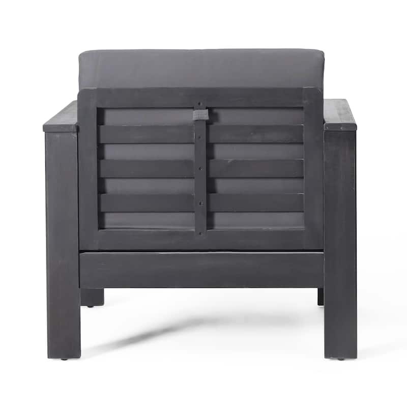 Roomfitters Outdoor Acacia Wood Loveseat and Coffee Table Set, Cream Cushions, Teak Finish, Ideal for Patio, Garden, or Porch