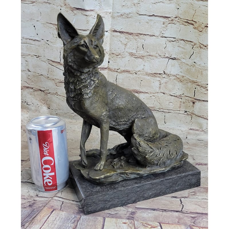 Signed Original Hot Cast Imitative Fox Shy Animal Bronze Sculpture By Williams Figurine