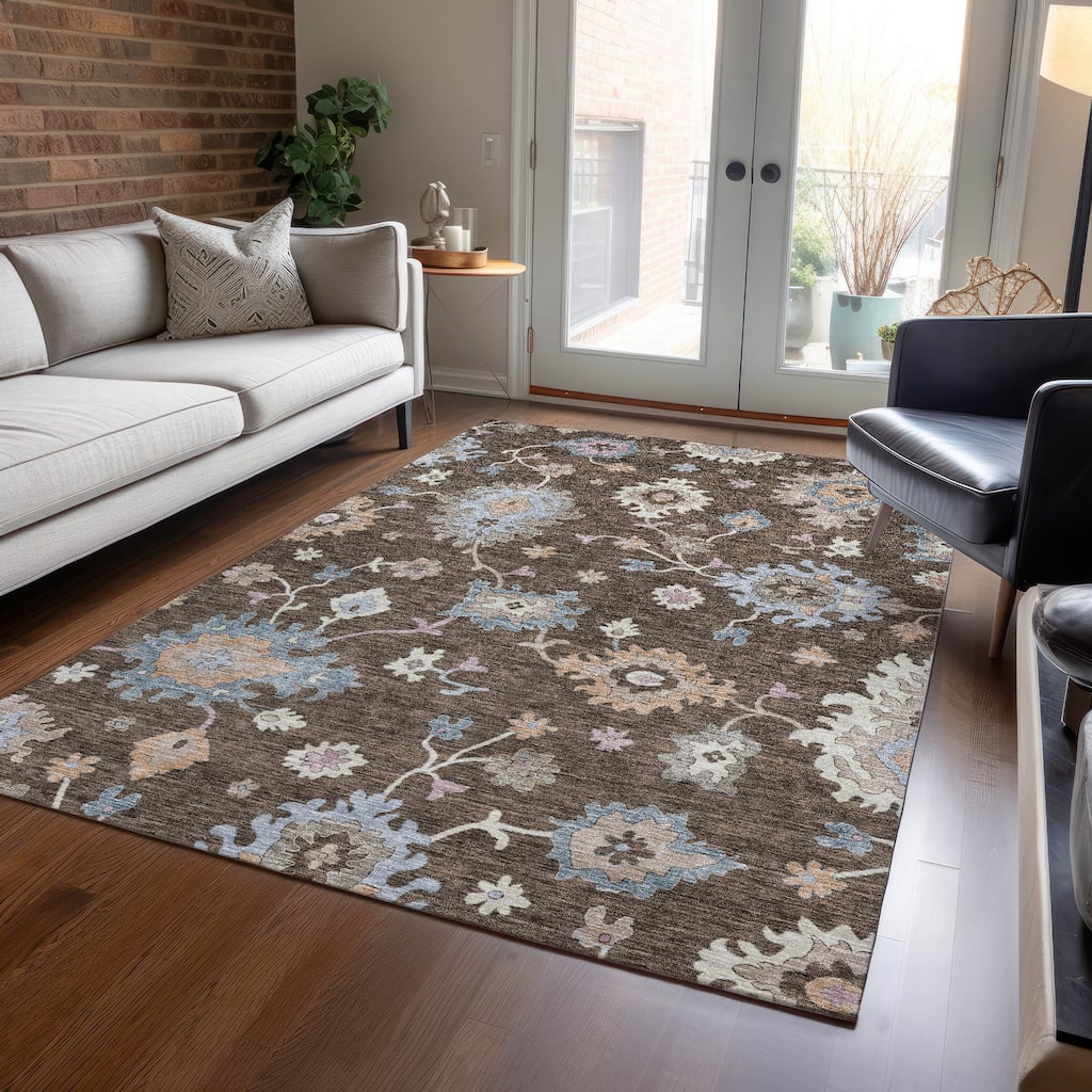 Machine Washable Indoor/ Outdoor Traditional Persian Chantille Rug