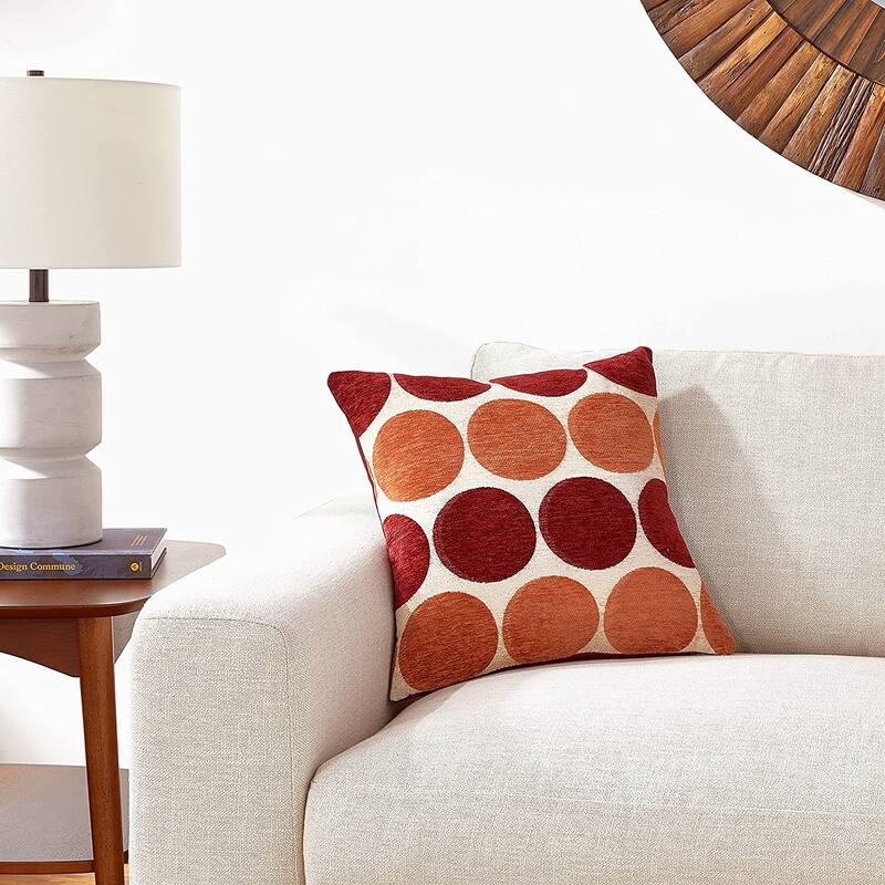 Violet Linen Chenille Candy Circle Spots Pattern Decorative Cushion Cover