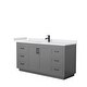 preview thumbnail 85 of 168, Miranda Single Vanity Set, Cultured Marble Top, No Mirror 66-Inch Single - Dark Gray, Black Trim, White Cultured Marble Top