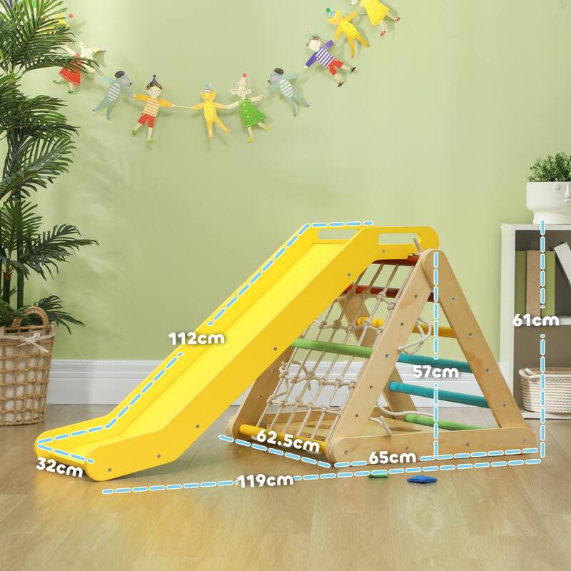 5 in 1 Pikler Triangle Set, Indoor Toddler Climbing Toys with Slide & Sandbags, Montessori Climber, Baby Gym Play Set