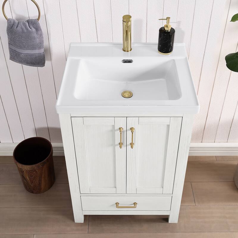 Gela Single Sink Bath Vanity with Drop-In Ceramic Basin without Mirror