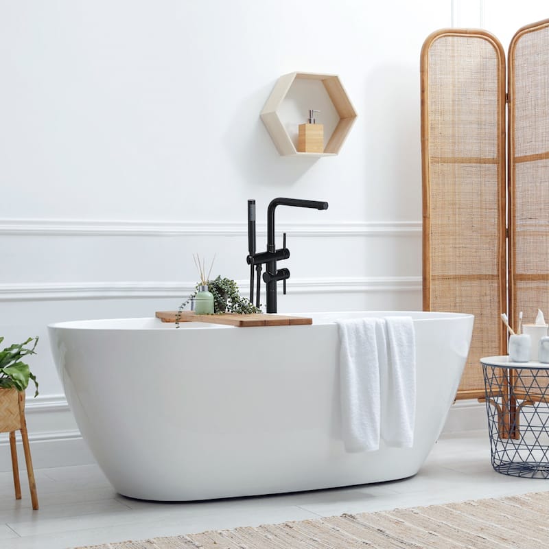 WOWOW 2-Handle Freestanding Longer Spout Tub Faucet with Handshower