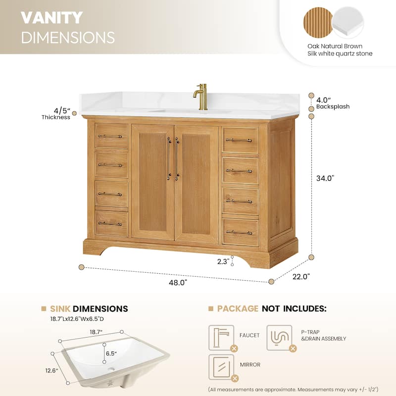 Tokyo Bath Vanity with Quartz Stone Top without Mirror