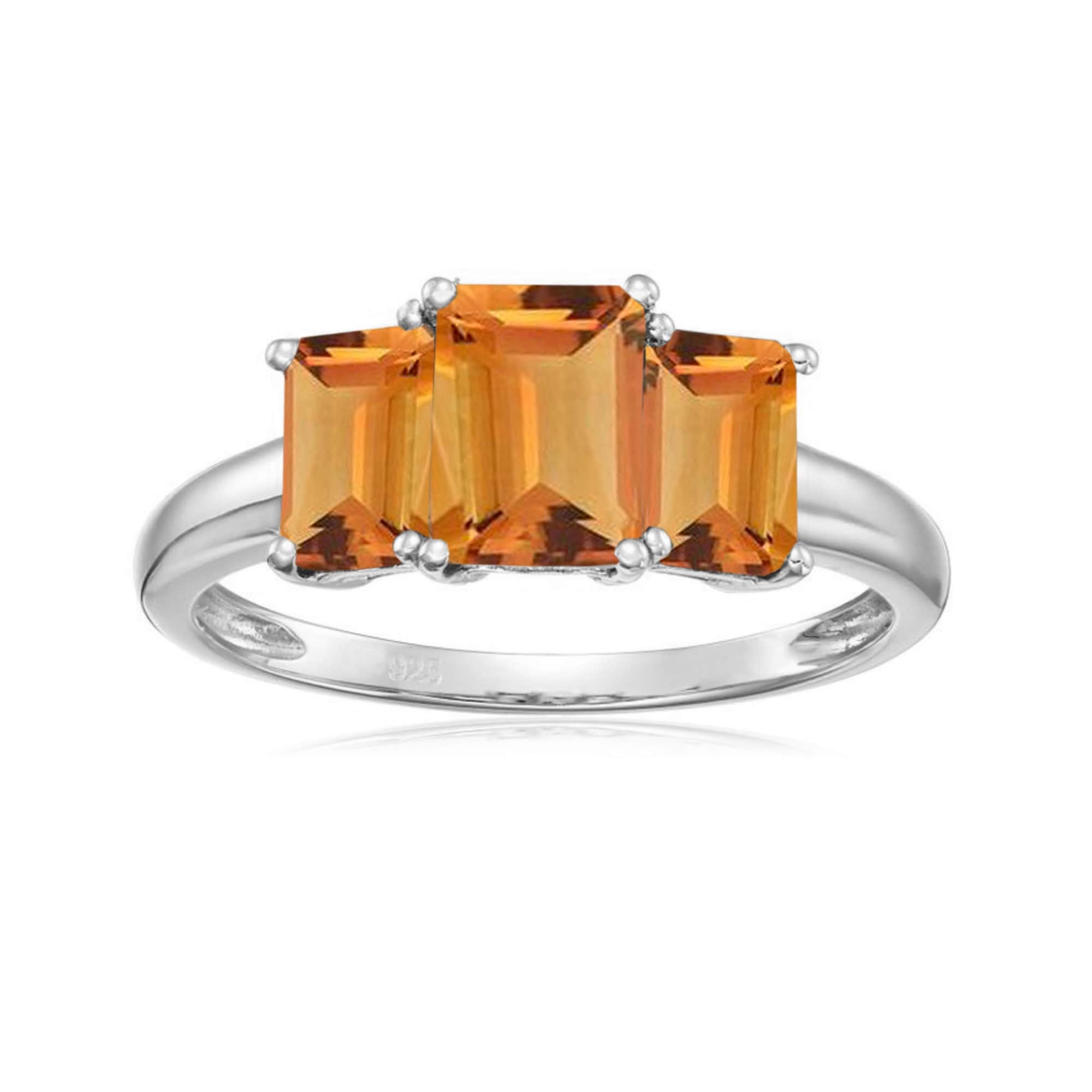 925 Sterling Silver Orange Citrine Women/'s Ring Size 8 Handmade Jewelry