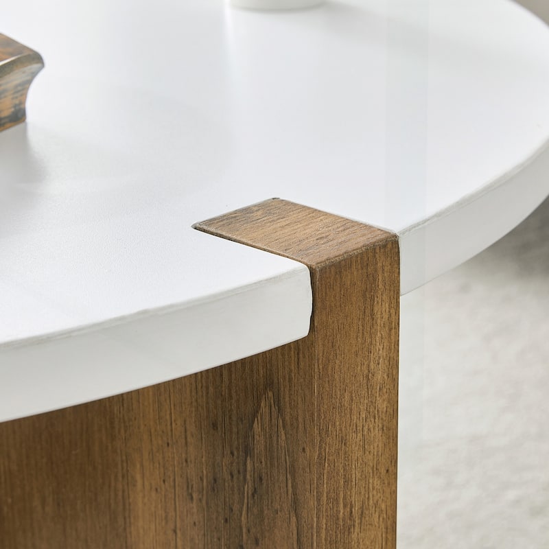 Minimalist Circular MDF Coffee Table with Stable Structure and Embedded Design