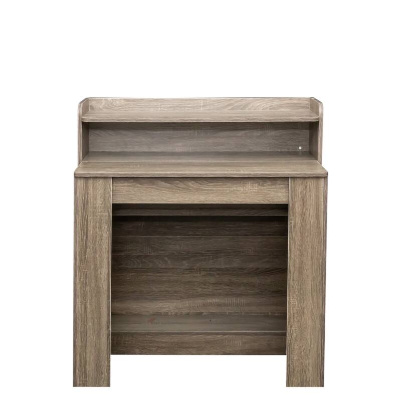Barnwood Particle Board MDF Extendable Dining Table with Storage - 36.61 L x 98.43 W x 39.37 H in