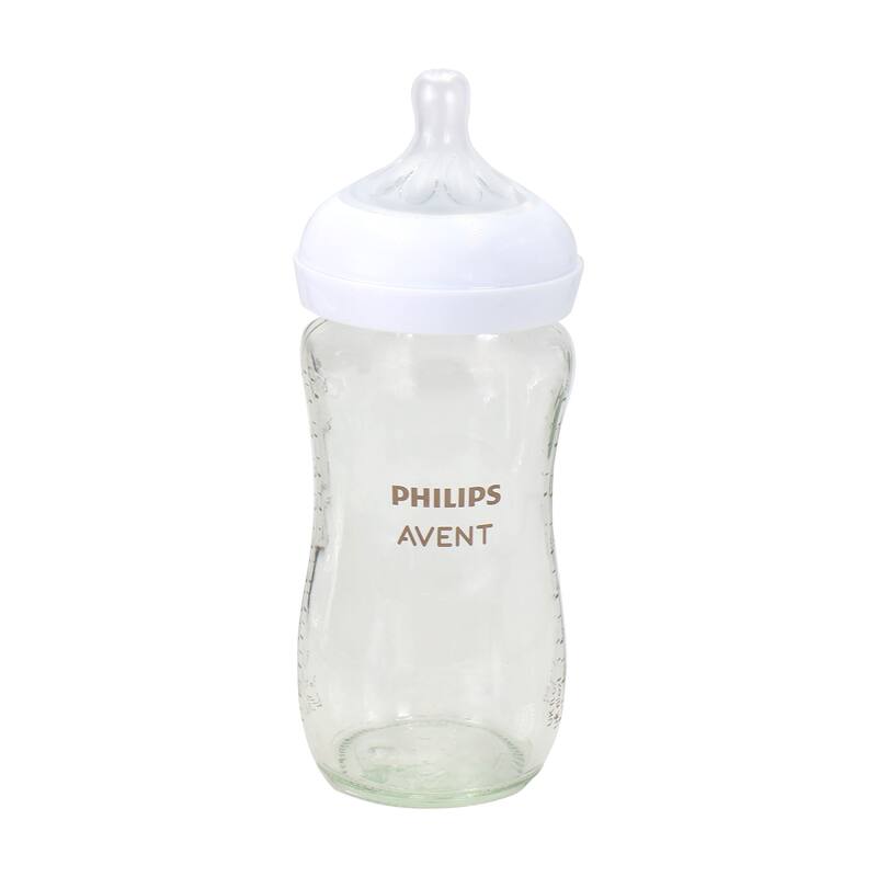 Philips Avent Natural Glass Baby Bottles with Natural Response Nipples (Medium Flow, Flow 3), 8oz, 2-Pack, SCY913/02