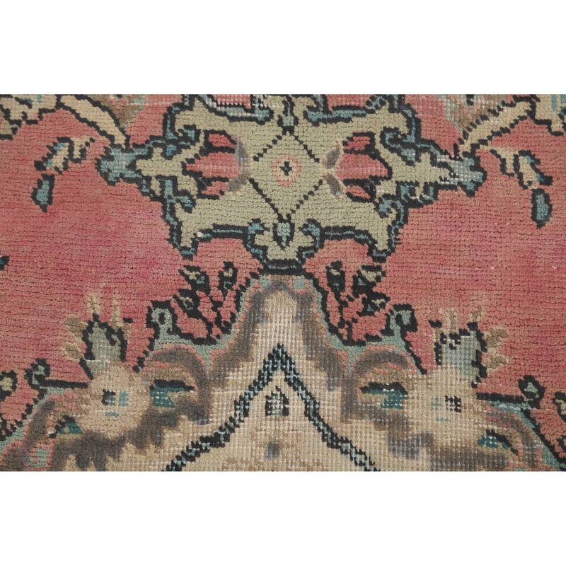 Pink Tabriz Persian Vintage Area Rug Hand-Knotted Wool Carpet - 6'6" x 10'4"