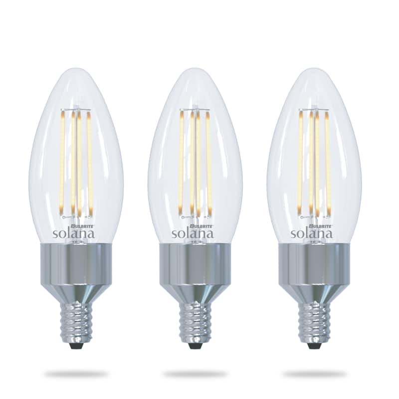 Bulbrite Solana Smart LED B11 40W Equivalent Tunable WIFI Chandelier Light Bulb, Clear, 3PK - Selectable