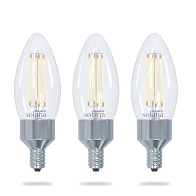 Bulbrite Solana Smart LED B11 40W Equivalent Tunable WIFI Chandelier Light Bulb, Clear, 3PK - Selectable