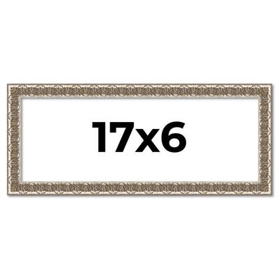 17x6 Frame Silver Versailles Ornate Solid Wood Picture Frame | 1 Inch