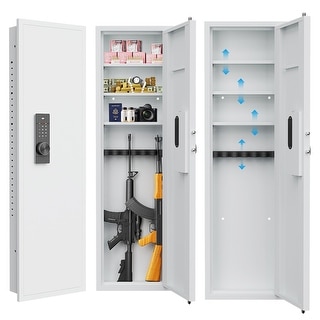 53" Password Touch Panel In-Wall Safe, Hidden Wall Gun Safe for Rifles with Adjustable Shelves