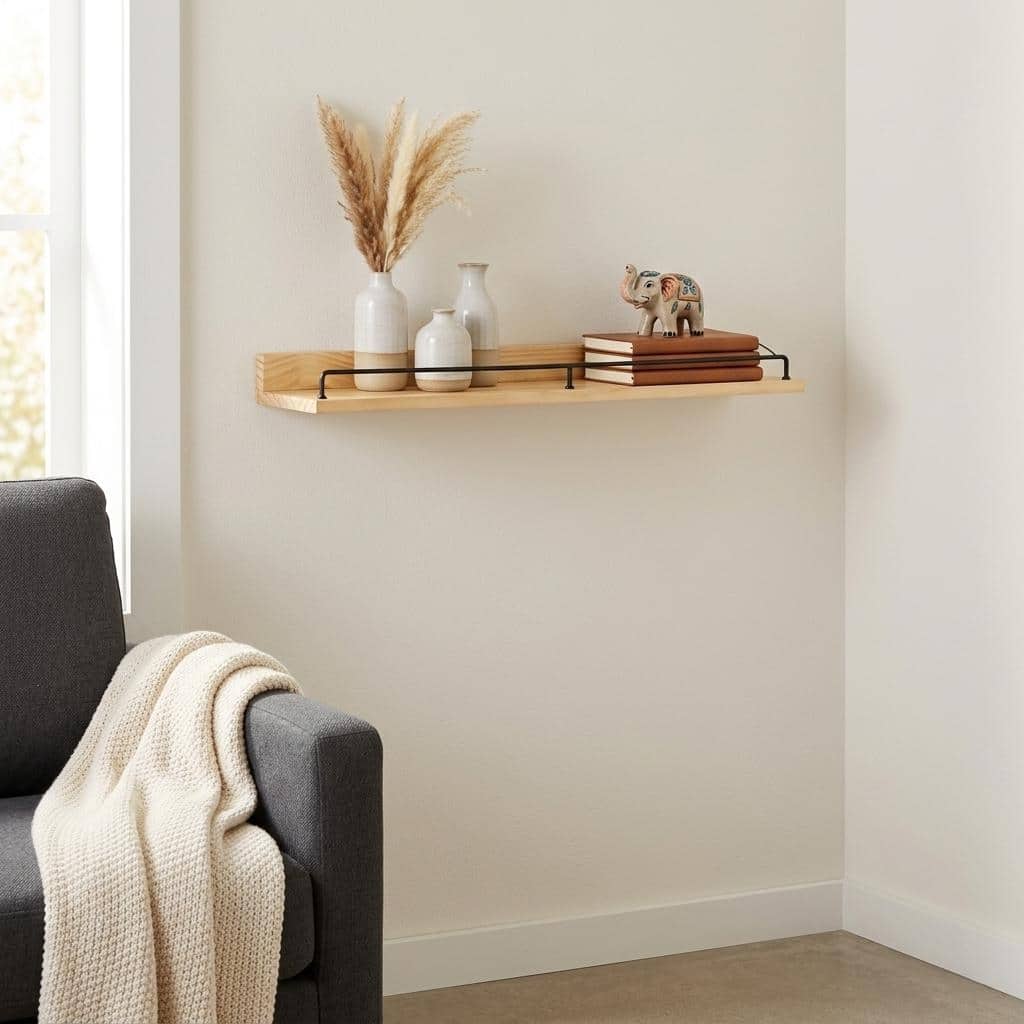 Aldervale Wood And Metal Floating Display Shelf
