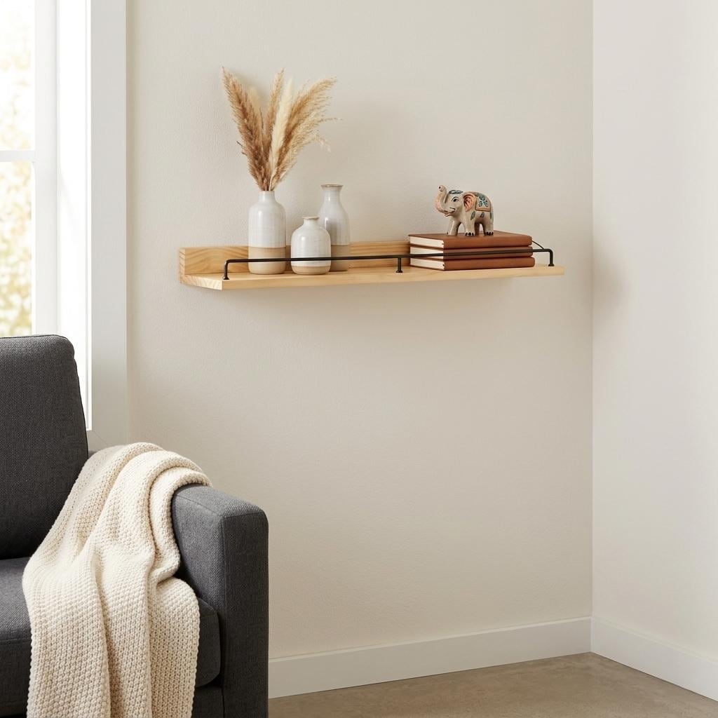 Aldervale Wood And Metal Floating Display Shelf