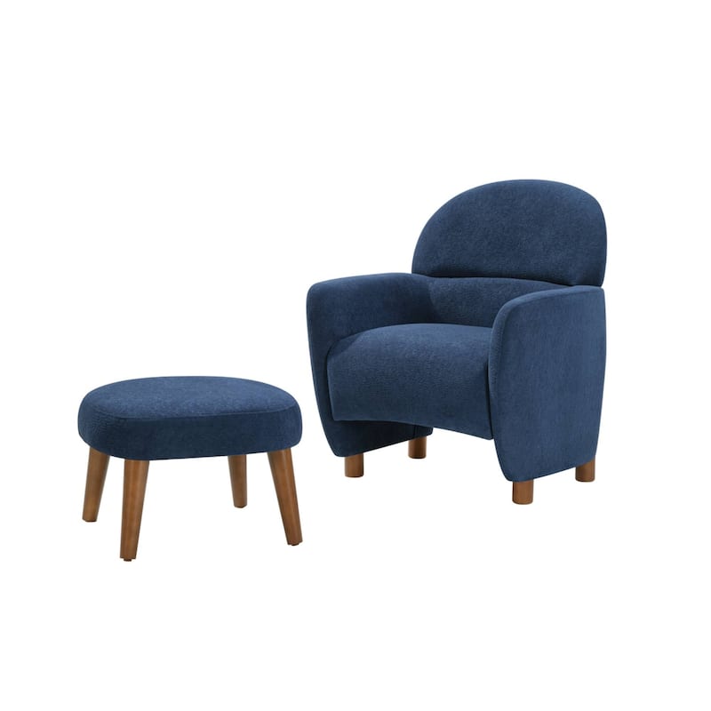 Modern Lazy Chair with Footrest Ottoman - Upholstered Leisure Sofa Chair, Reading Corner Chair for Small Space