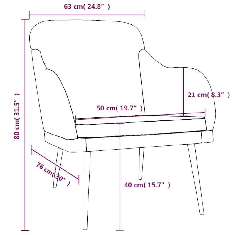 vidaXL Accent Chair with Arms Sofa Side Chair for Living Room Bedroom Velvet - 24.8" x 29.9" x 31.5"