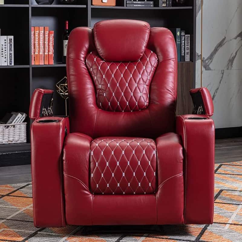 Electric Home Theater Overstuffed Single Reclining Sofa with Hidden Arm Storage