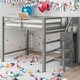 preview thumbnail 19 of 32, Full Size Loft Bed with Built-in Storage Wardrobe and Staircase,White/Gray
