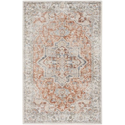 Nourison Abby Machine Washable Indoor only Persian Floral Area Rug.
