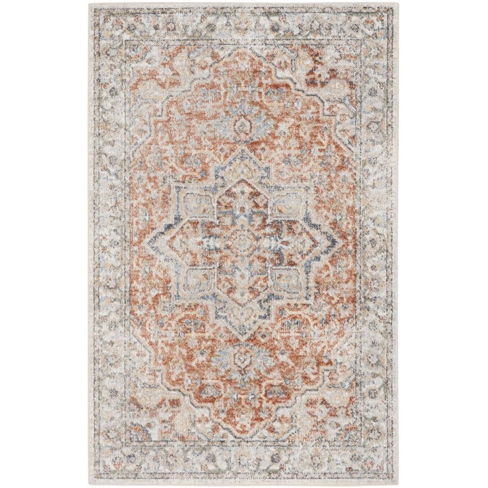 Nourison Abby Machine Washable Indoor only Persian Floral Area Rug.