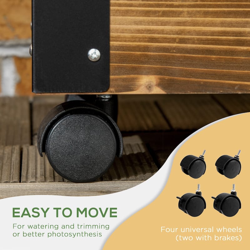 Rolling Raised Planter Box Wheels for Indoor/Outdoor Use with Trellis