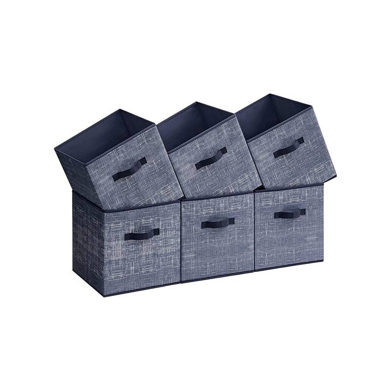 6 Fabric Foldable Storage Cubes with Handles Stylish Print Ideal for Bedroom and Living Room