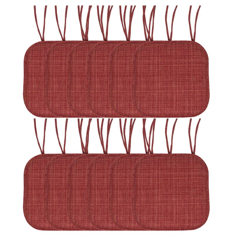 Aria Memory Foam Non-Slip Chair Pad with Ties - Burgundy - Set of 12