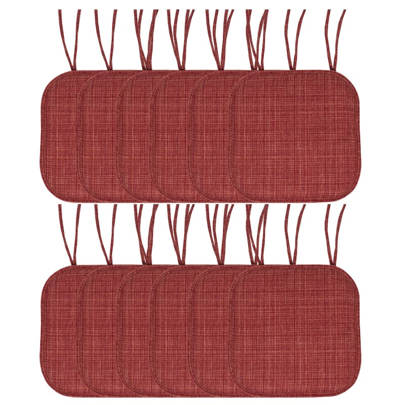 Aria Memory Foam Non-Slip Chair Pad with Ties - Set of 12 - Burgundy