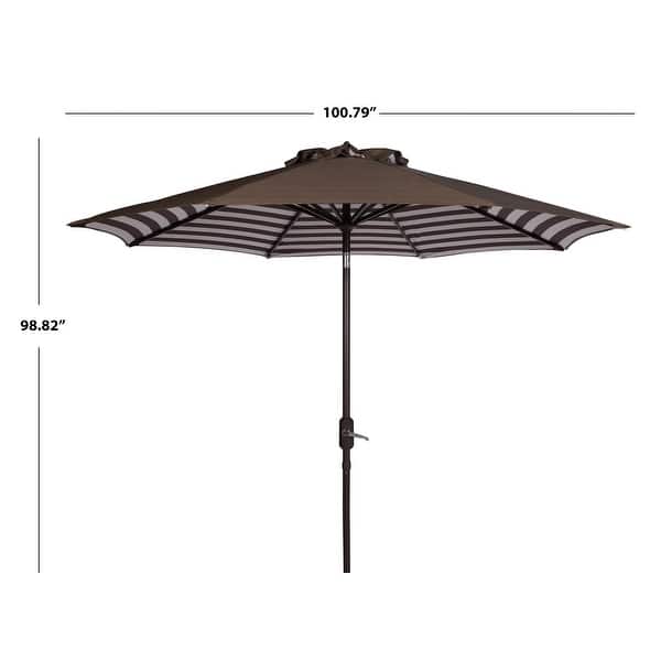 SAFAVIEH Athens Inside Out Striped 9 Ft Crank Brown/ White Outdoor ...
