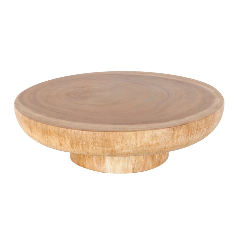 Teak Wood Handmade Decorative Bowl with Elevated Base - Brown - Roche River Decor - 17"W x 17"L x 5"H