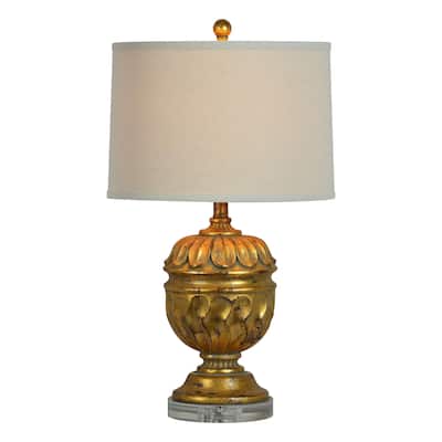 Roland 26" Table Lamps with Linen Shade, Antique Gold (Set of 2)