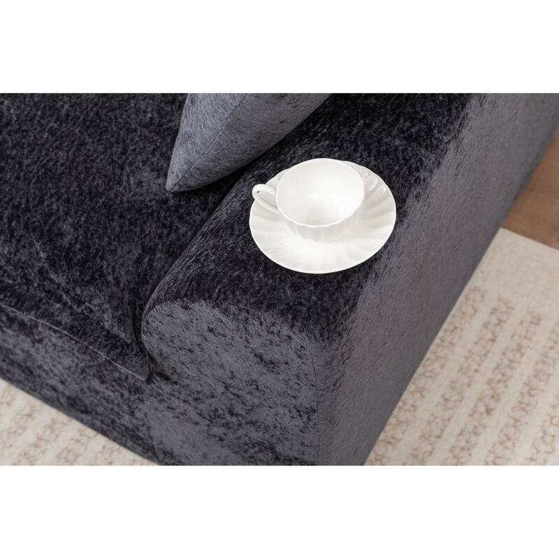 Modular Cloud Sectional Couch with L-Shape Chaise, Chenille Upholstered Boneless Sofa, Compressed Deep Seat Sofa with Pillows