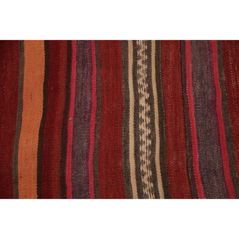 Hand Woven Oriental 100% Wool Carpet Southwestern Tribal Red Kilim Area Rug - 6' 8'' X 5' 2''