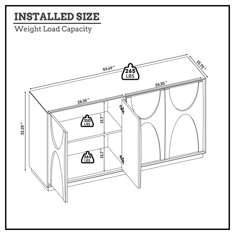 Rossetta Retro Curved Ash Veneer with Mountain Grain Cabinet with Adjustable Shelves and Dust-Free Enclosed Base