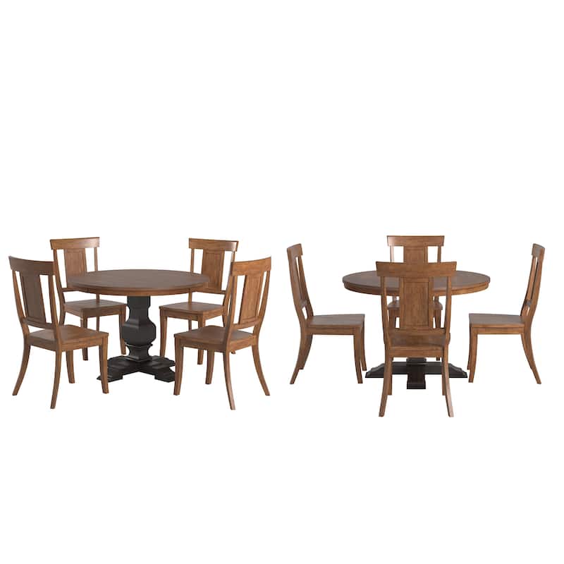 Ronda 45" Round Solid Wood Top Dining Set with Panel Back Chairs