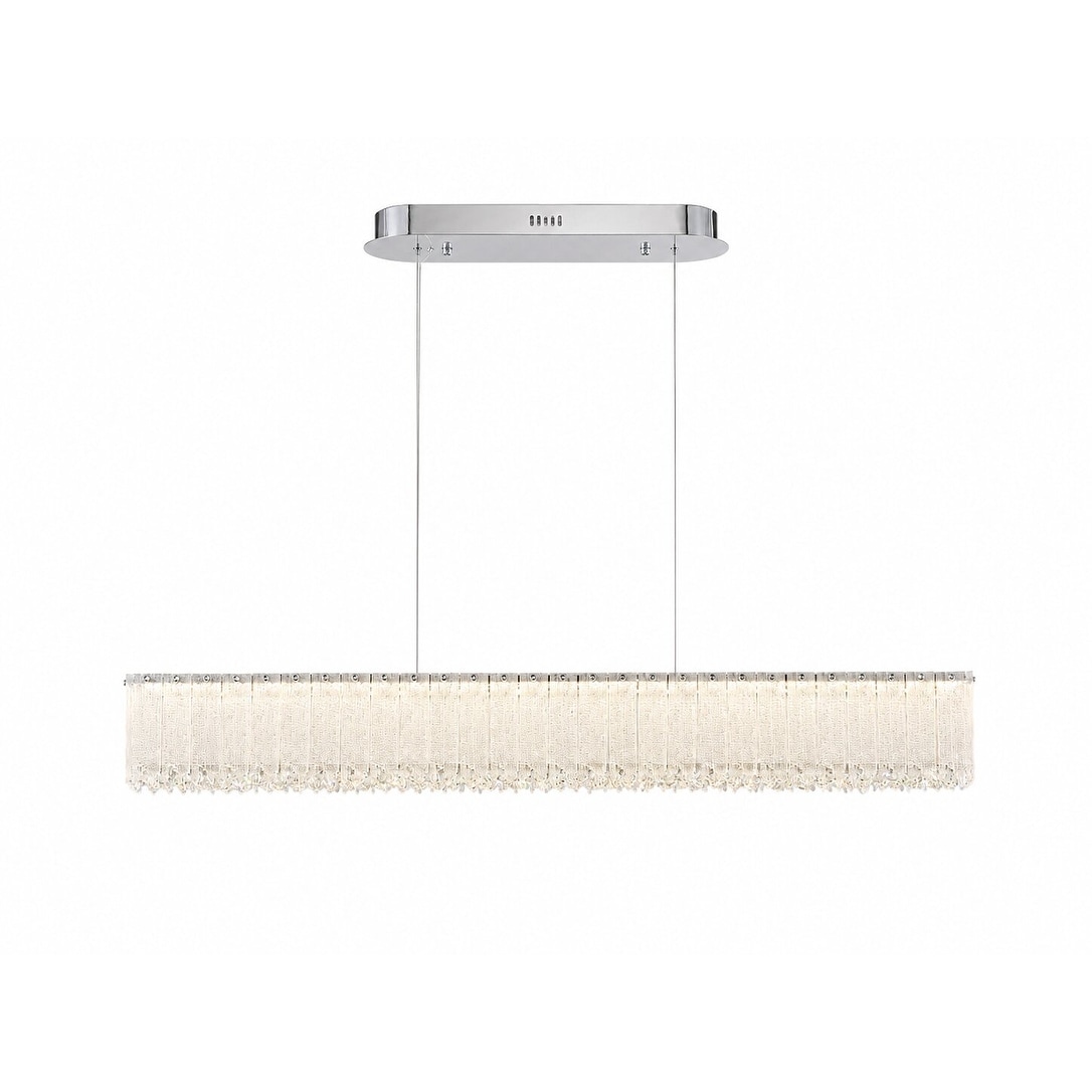 1-Light Chrome LED Chandelier With Clear Crystals