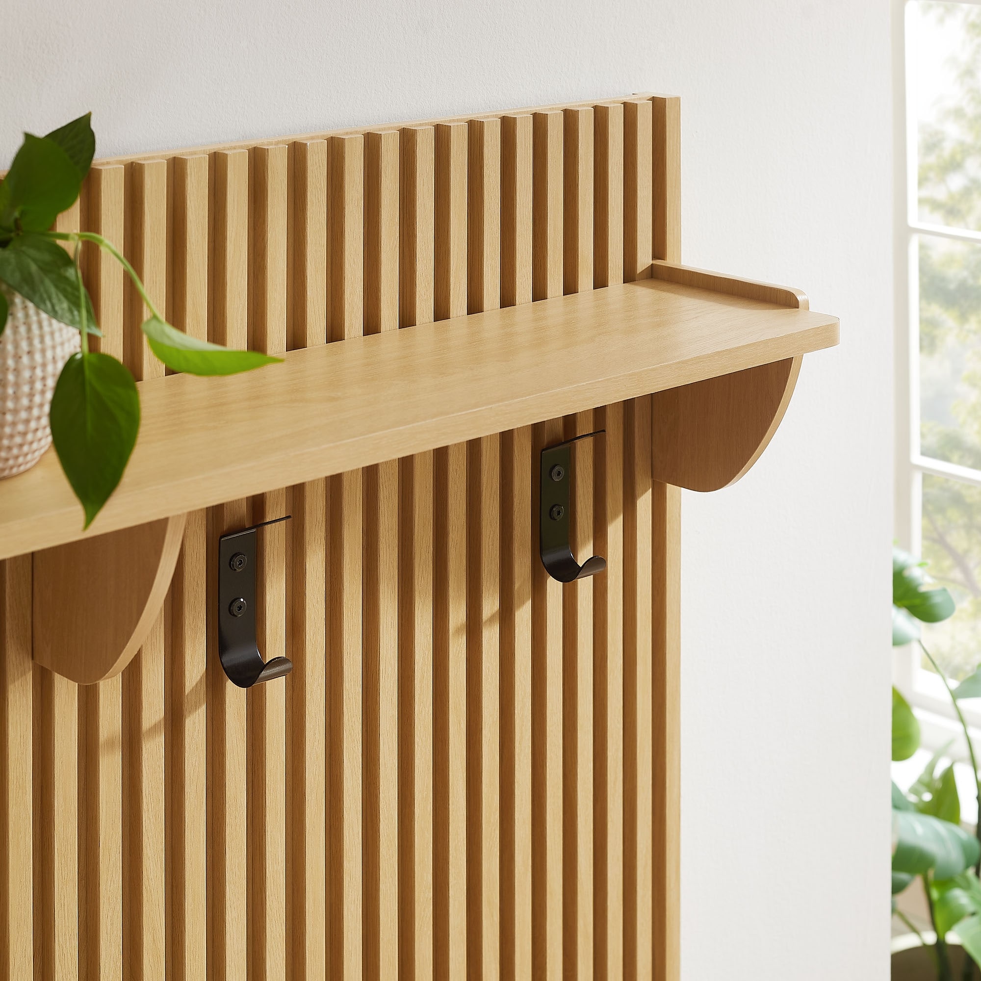 Render Fluted Coat Rack Panel With Shelf - Overstock - 43462549