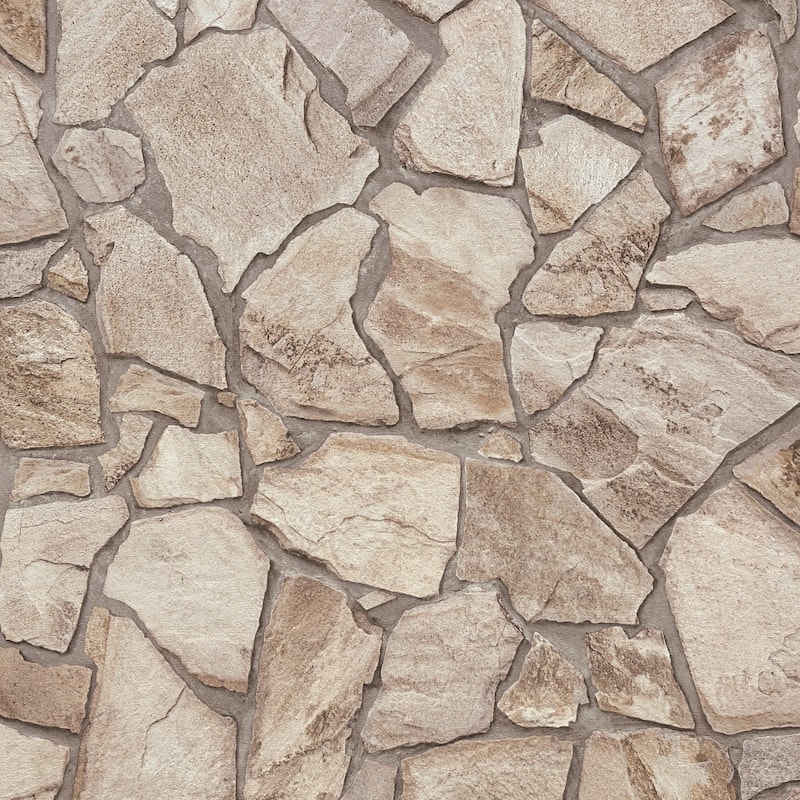 Galerie Wallcoverings Bricks and More Collection Claystone Cottage Motif Matte Finish Vinyl on Non-woven Wallpaper Roll - 33-feet long x 21-inches wide - Brown