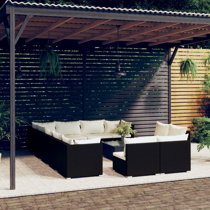 vidaXL Patio Lounge Set Outdoor Sectional Sofa Set Table Garden Poly Rattan