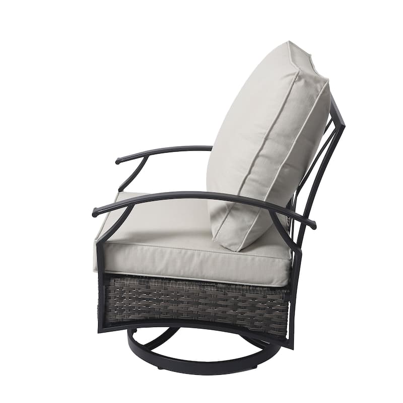 3 Piece Patio 25" W Swivel Chair Seating Group with Cushions