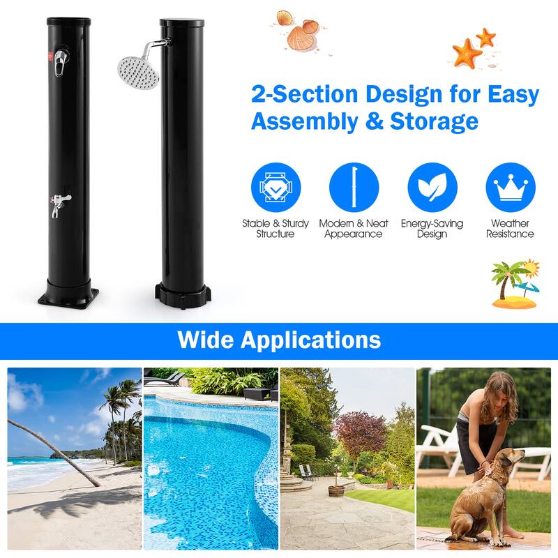 Costway 7.2 FT 10 Gallon Solar Heated Shower w/Adjustable Head & Foot - See Details