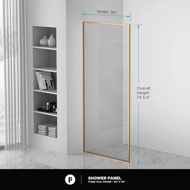 Fine Fixtures Single Fixed Clear Tempered Glass Shower Panel