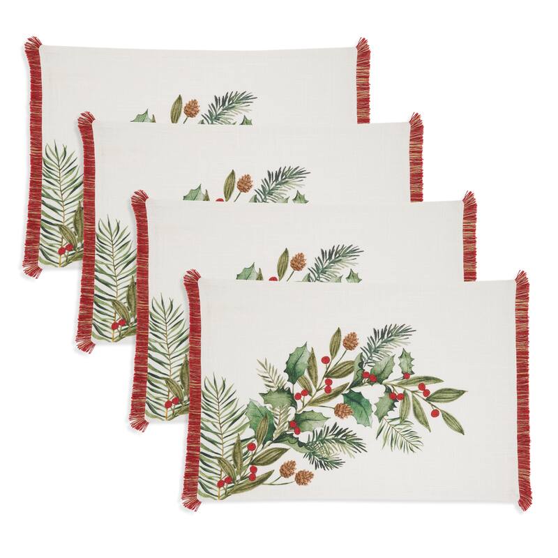 Holly Branch Placemat (Set of 4) - 13"x19"