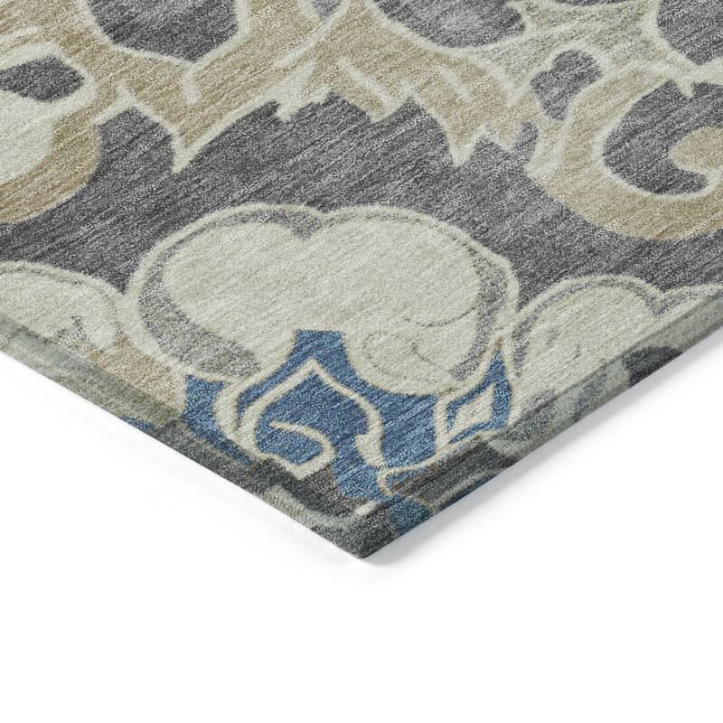 HomeRoots Damask Traditional Rectangle Outdoor Rug