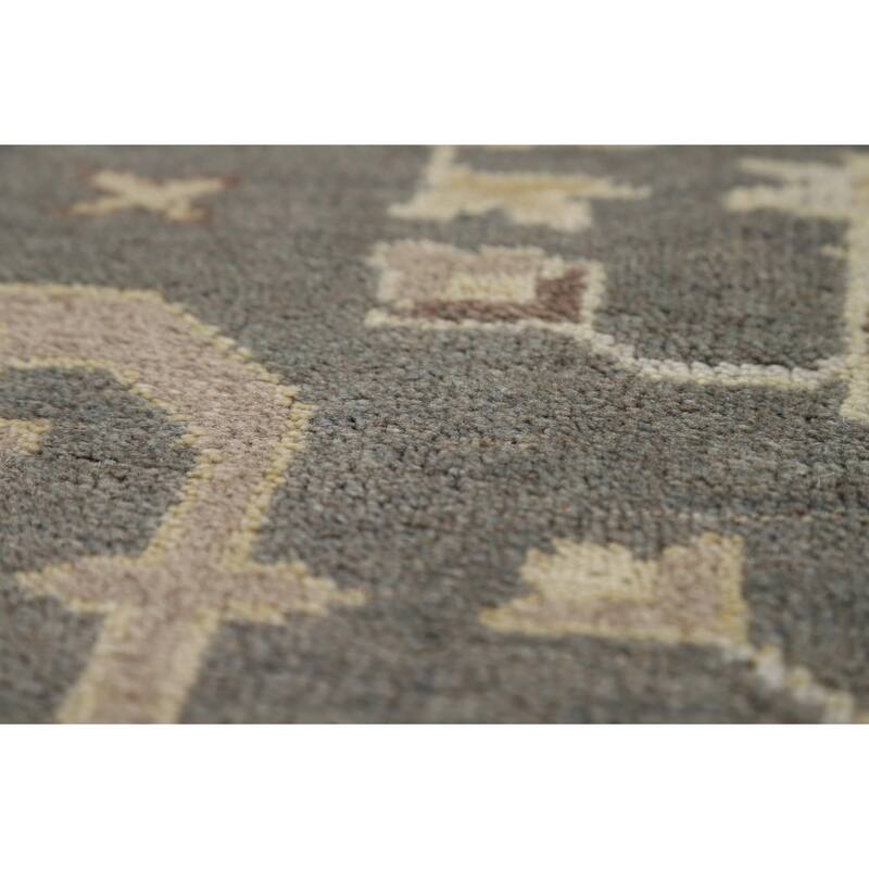 Gray Oushak Indian Area Rug Hand-Knotted Wool Carpet - 9'0"x 11'8"
