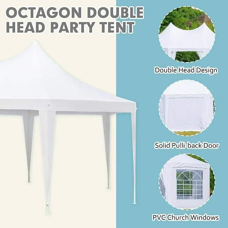 EROMMY 15x20 White Outdoor Pavilion Gazebo Tent with Adjustable Sidewalls for Party Shelter