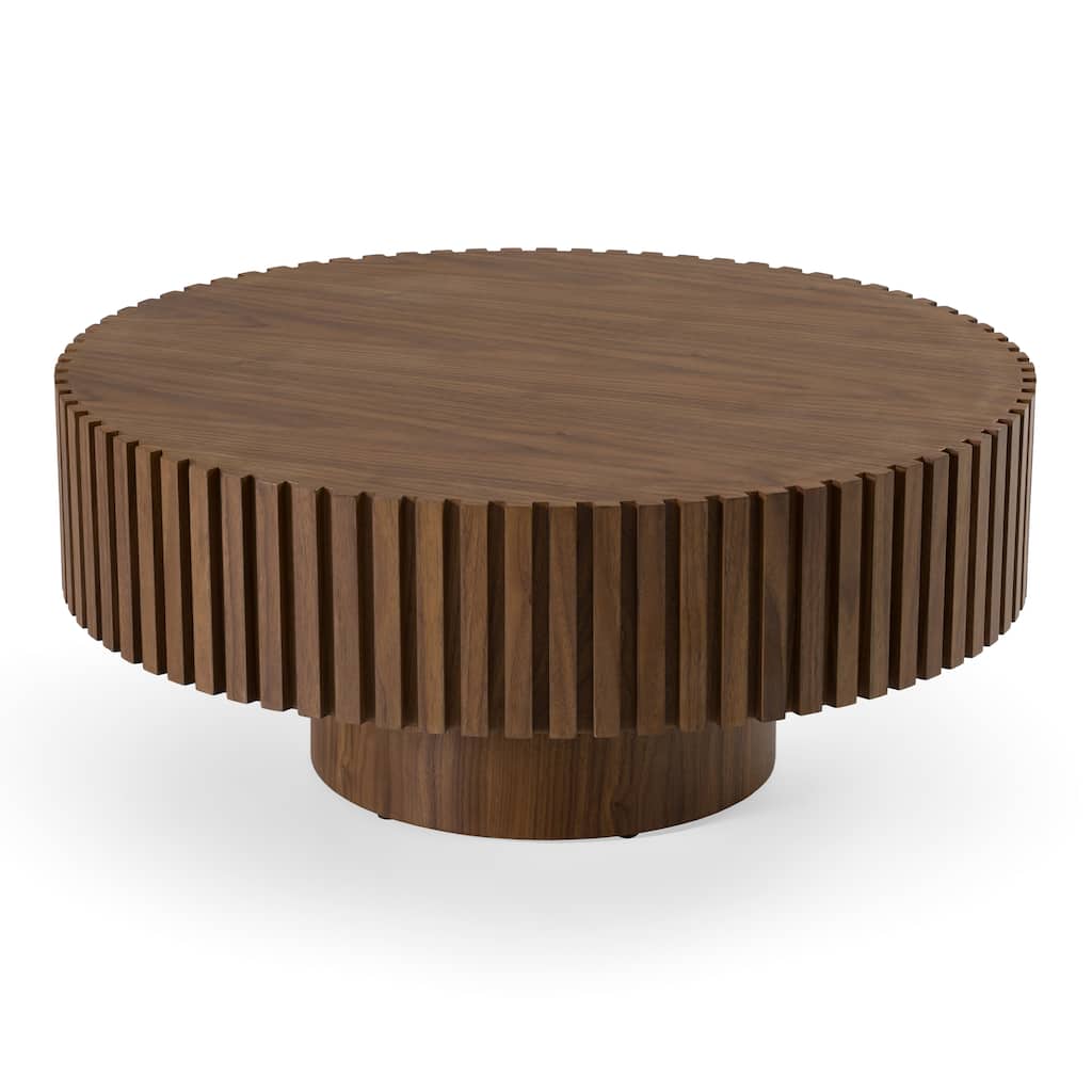 Modrest Pierre Modern Walnut Small Round Coffee Table