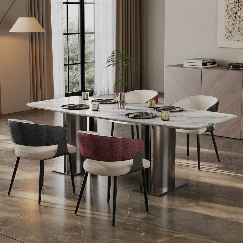 Dining Chairs Set Microfiber Leather Kitchen Dining Chairs Upholstered Padded Wide Seat